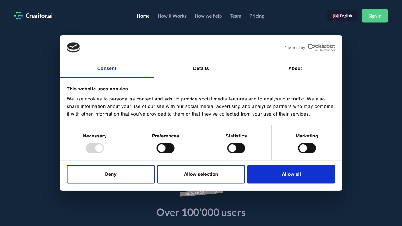 Creaitor AI网页截图,Creaitor AI网页快照
