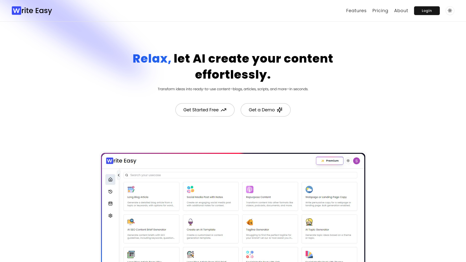 Writeasy网页截图,Writeasy网页快照