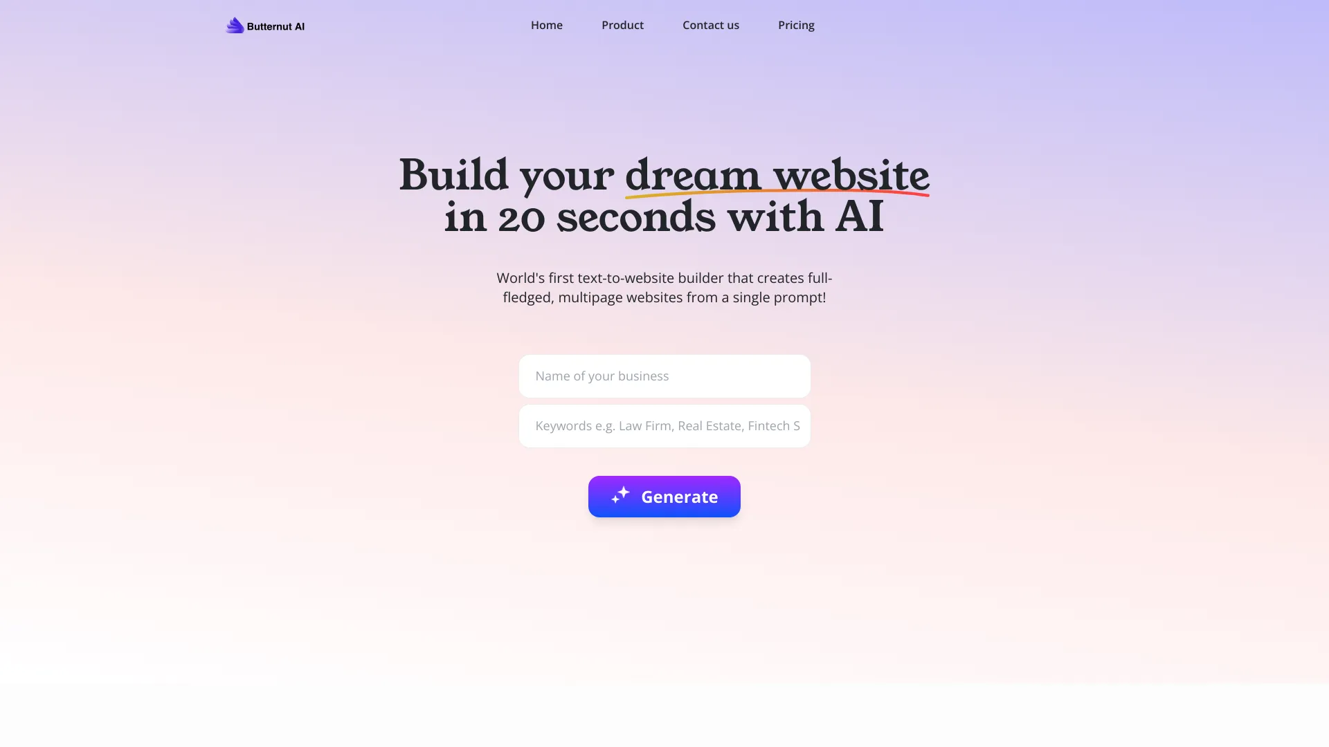 Butternut AI 1.0网页截图,Butternut AI 1.0网页快照