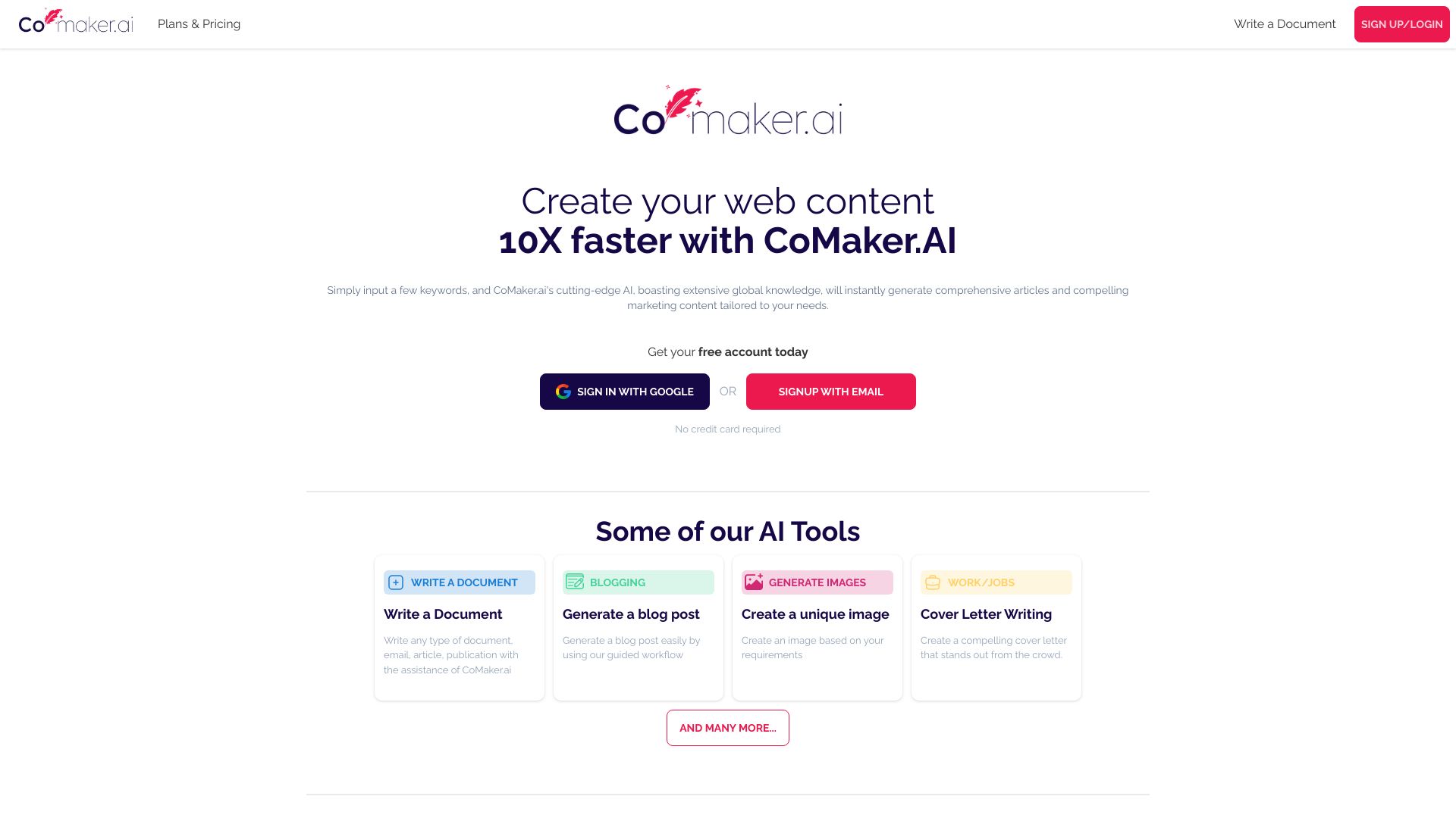 CoMaker.ai网页截图,CoMaker.ai网页快照