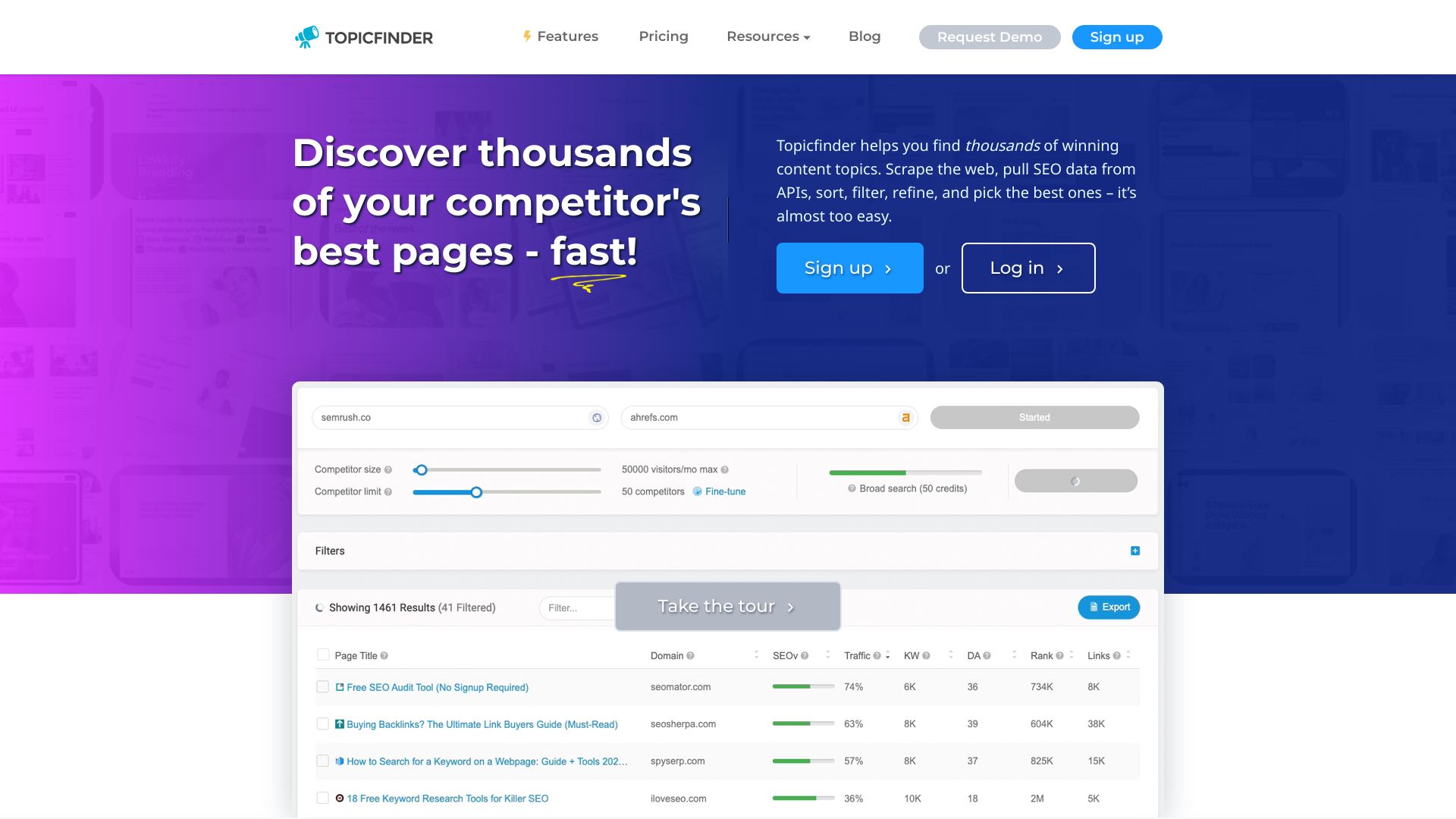 Topicfinder网页截图,Topicfinder网页快照