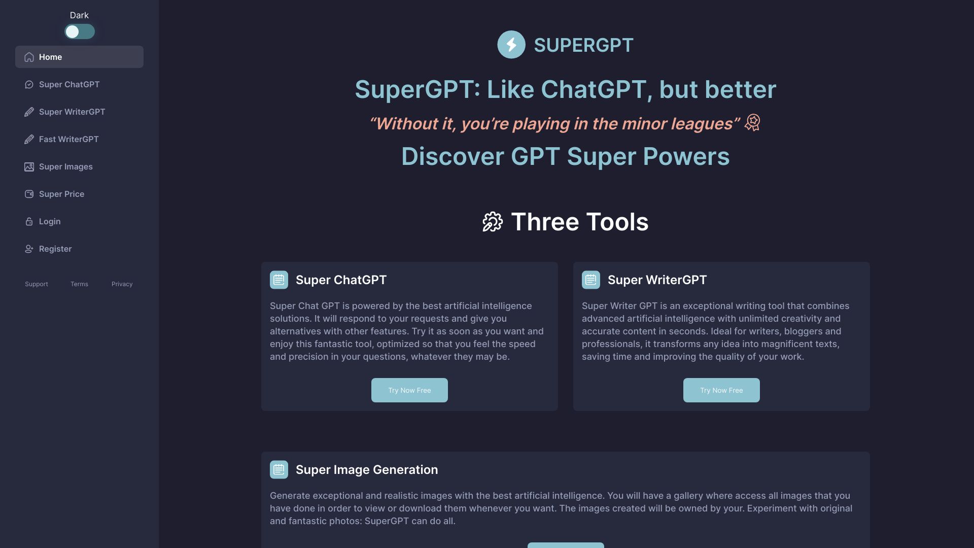 SuperGPT网页截图,SuperGPT网页快照