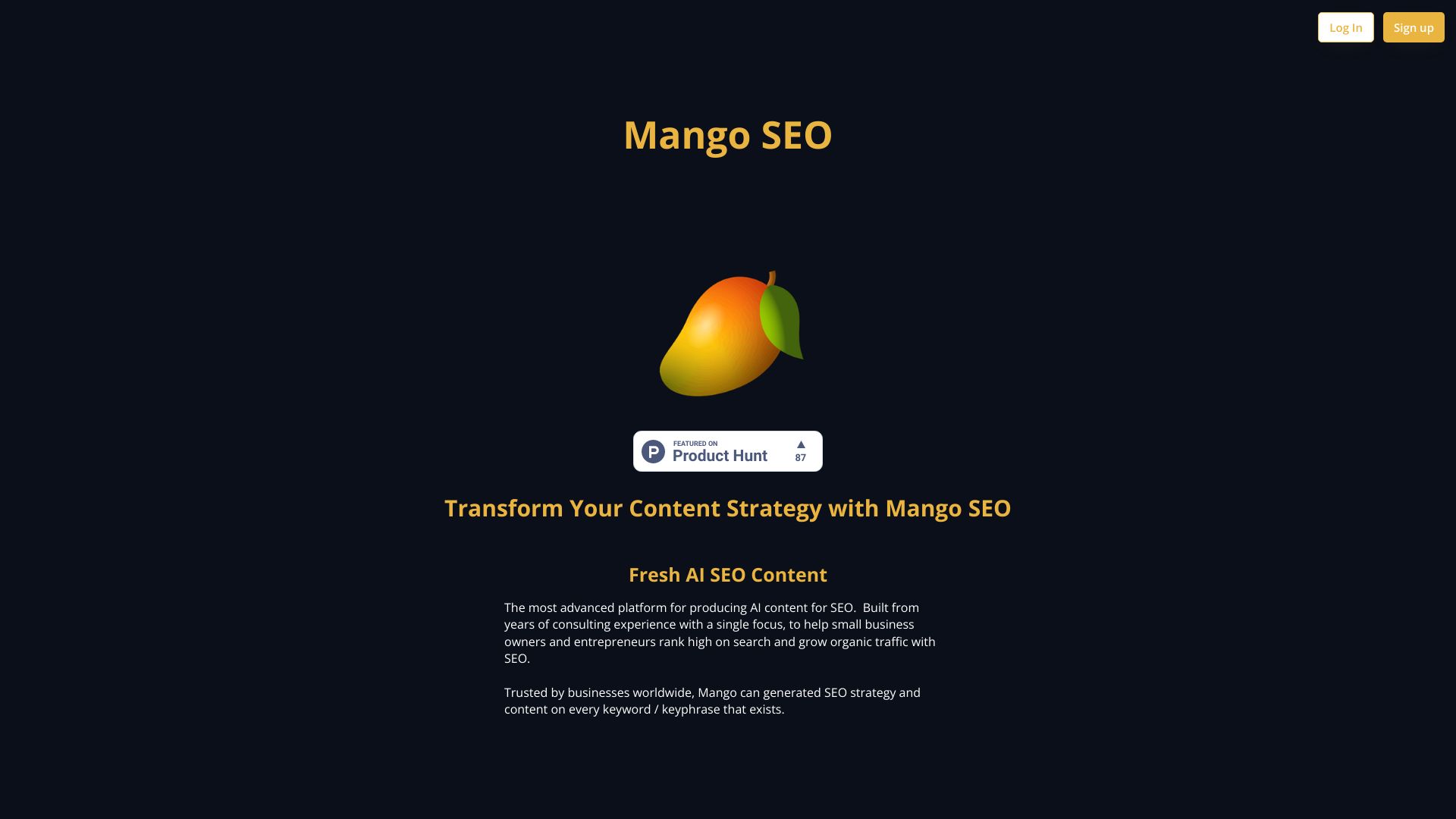 Mango SEO AI网页截图,Mango SEO AI网页快照