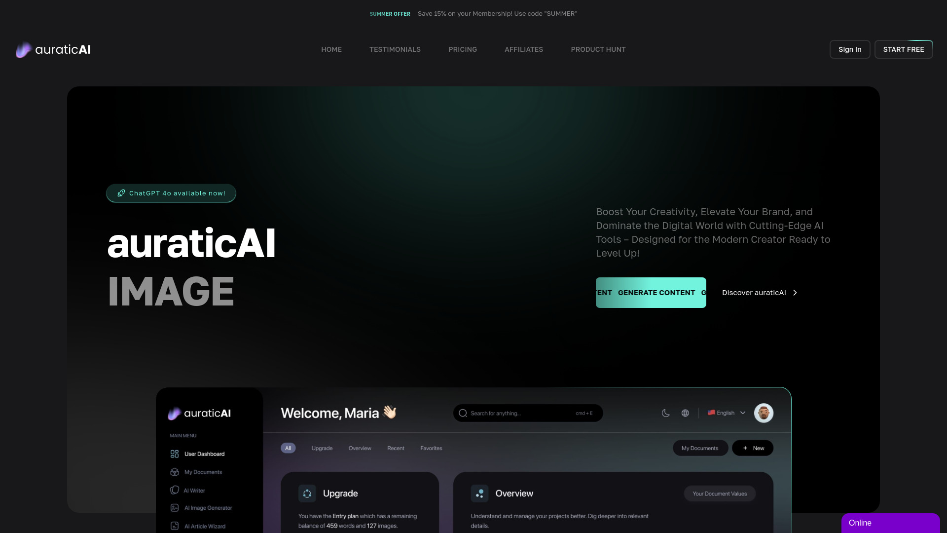 AuraticAI网页截图,AuraticAI网页快照