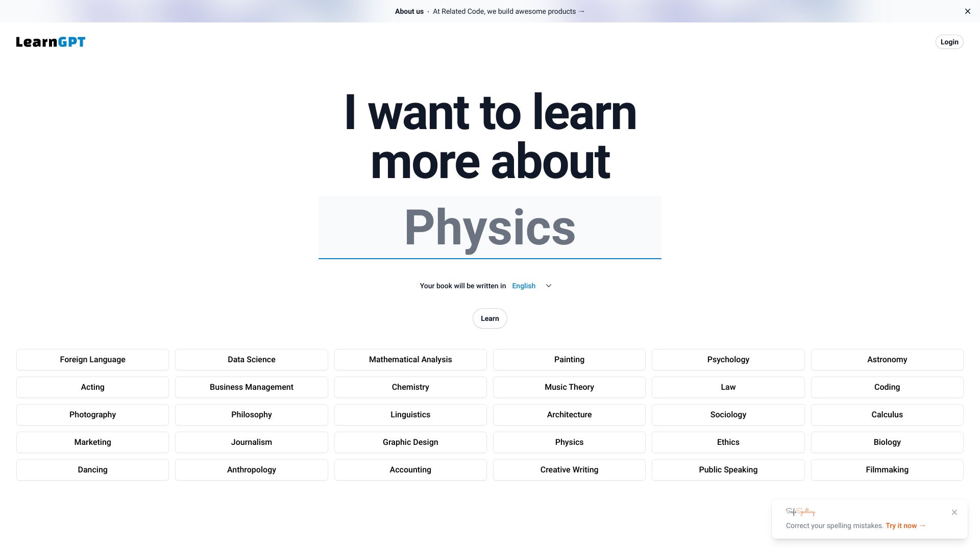 LearnGPT: Generate Books on Any Topics网页截图,LearnGPT: Generate Books on Any Topics网页快照