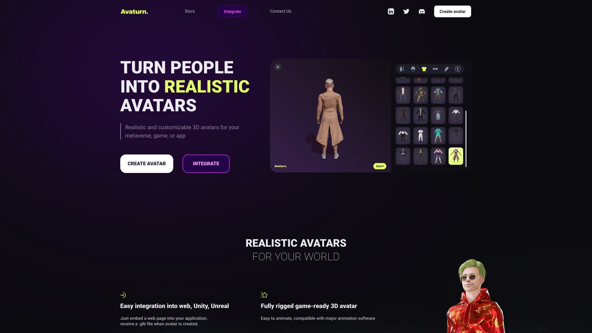 Avaturn ME网页截图,Avaturn ME网页快照