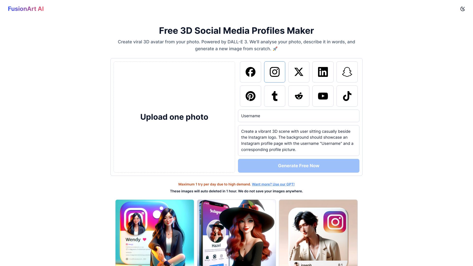 Free 3D Social Media Profiles Maker网页截图,Free 3D Social Media Profiles Maker网页快照