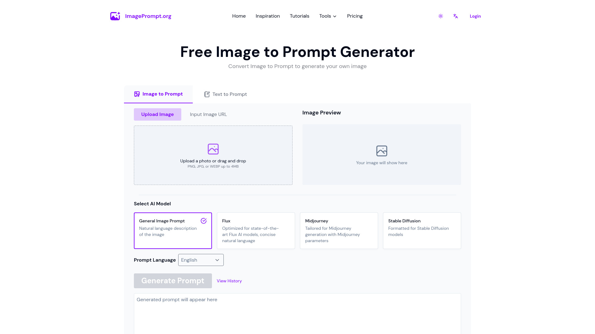 Image to Prompt网页截图,Image to Prompt网页快照
