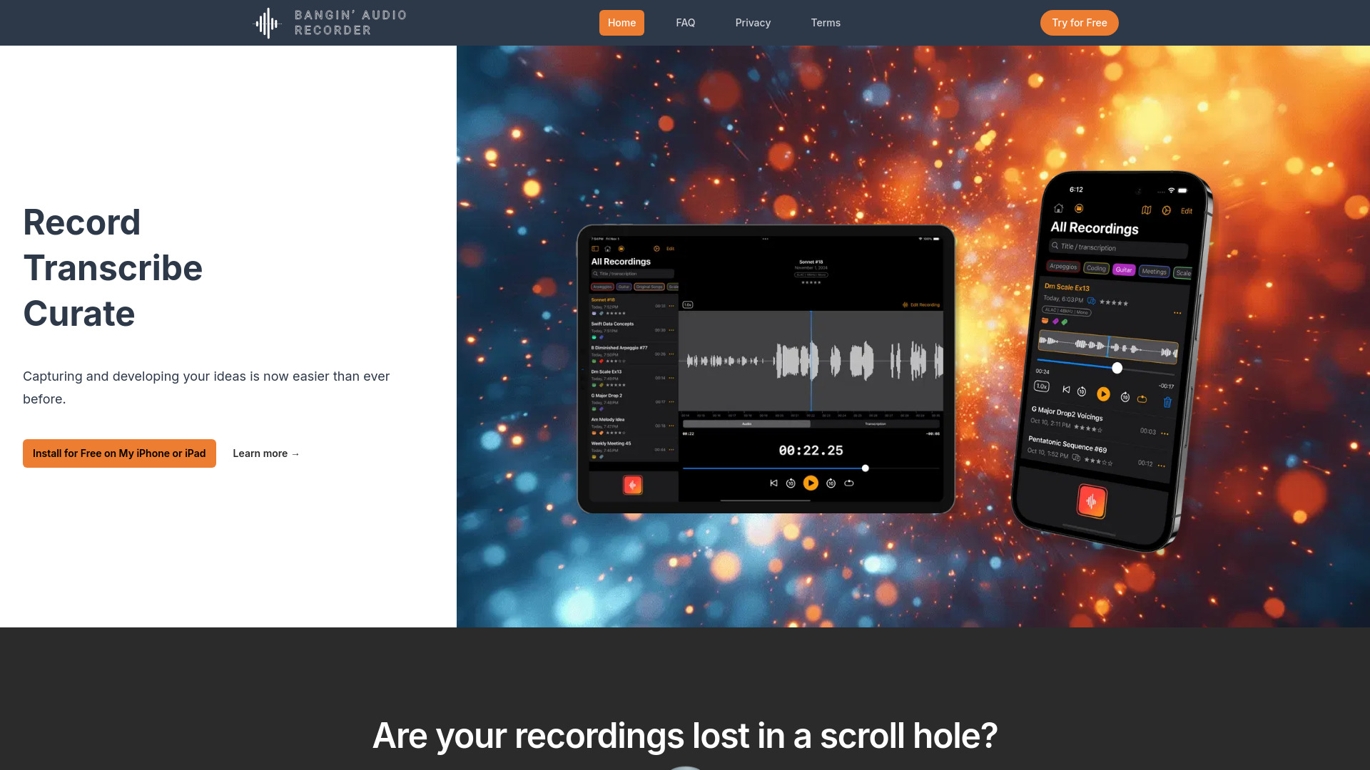 Bangin Audio Recorder网页截图,Bangin Audio Recorder网页快照