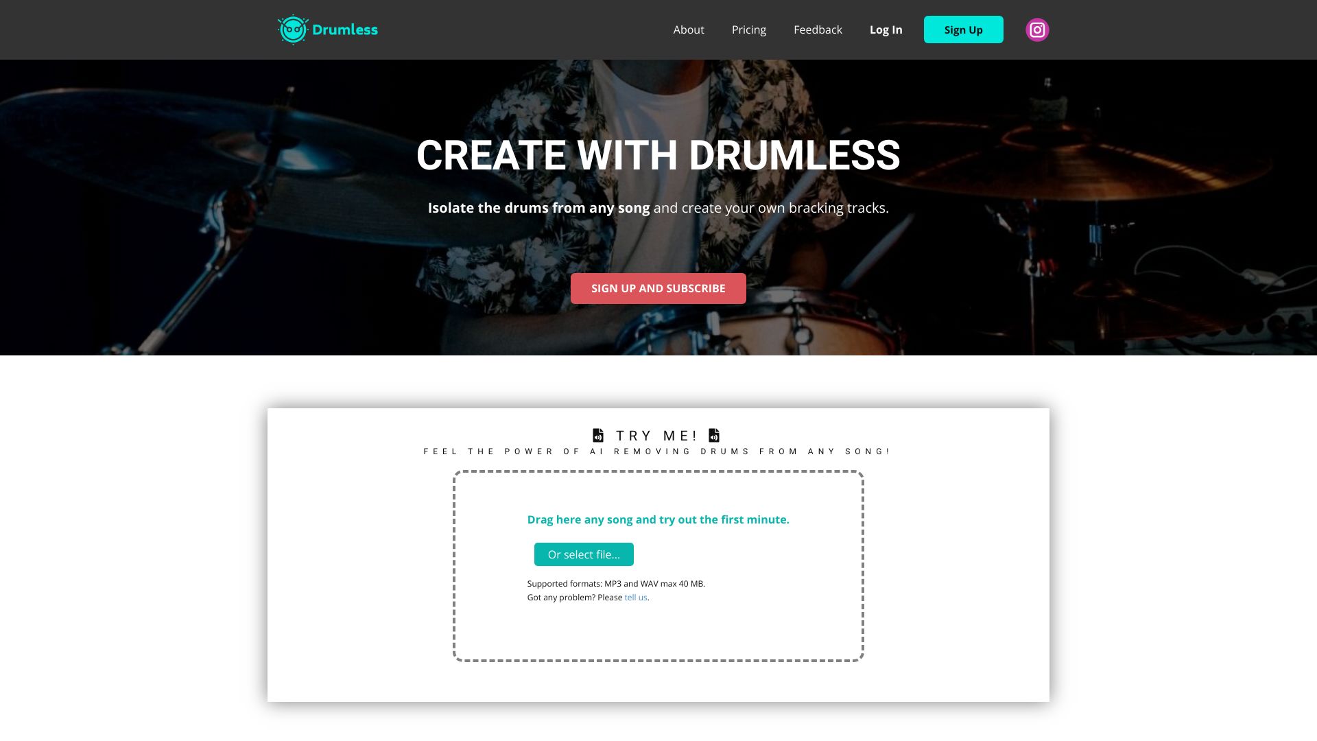 Drumless : Drums Remover网页截图,Drumless : Drums Remover网页快照