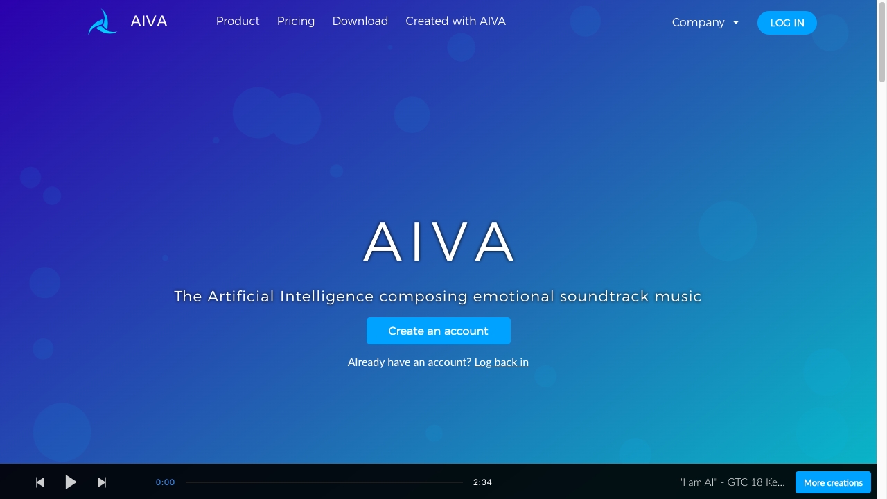 Aiva网页截图,Aiva网页快照