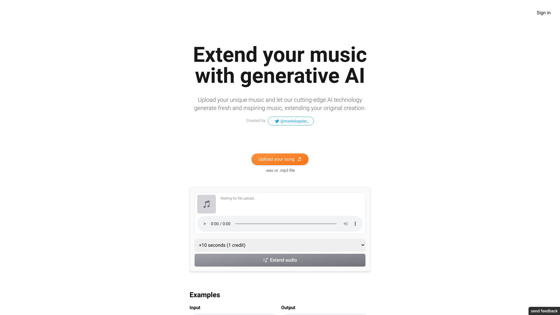 ExtendMusic.AI网页截图,ExtendMusic.AI网页快照