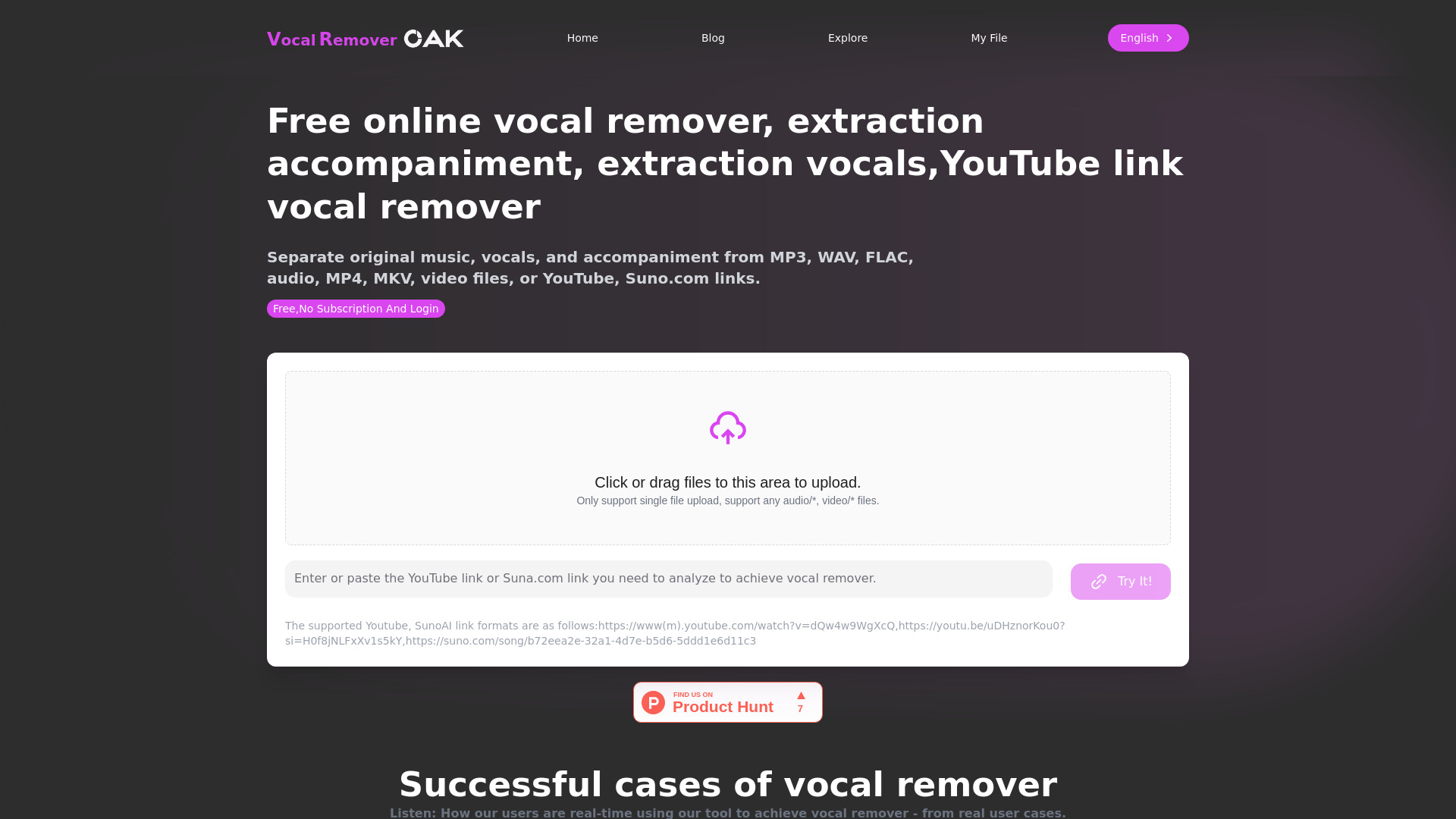 Vocal Remover Online网页截图,Vocal Remover Online网页快照