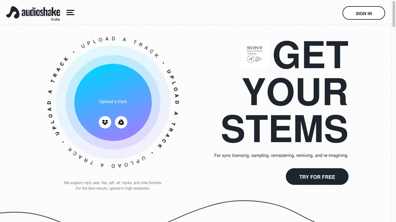 Audioshake网页截图,Audioshake网页快照