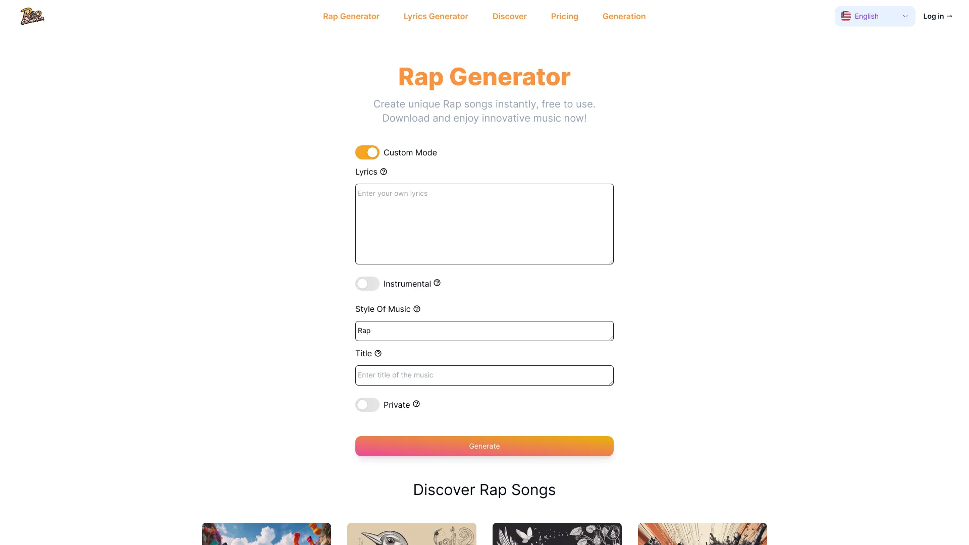 Rap Generator网页截图,Rap Generator网页快照