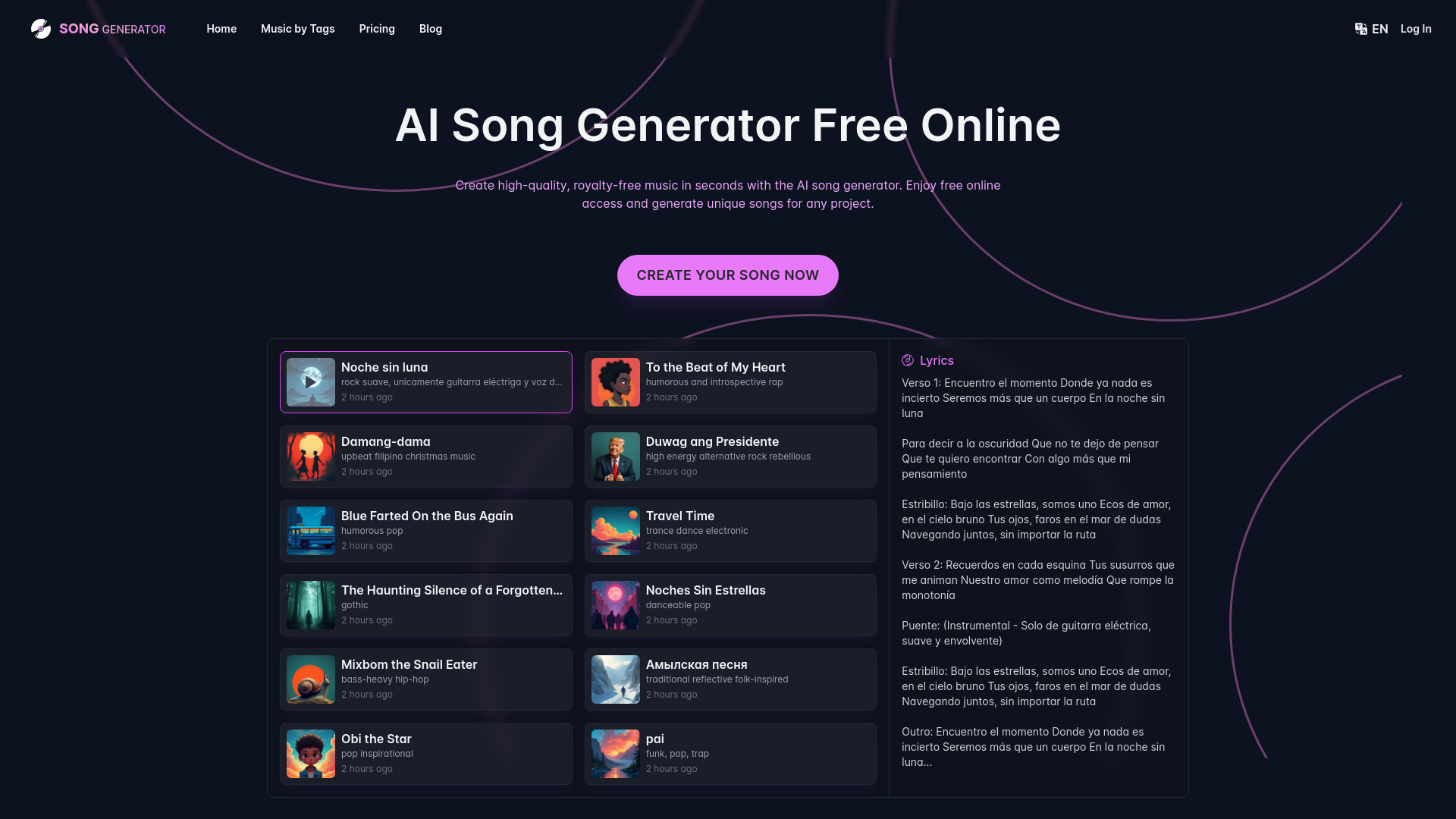 SongGenerator.io: Create Music for Free网页截图,SongGenerator.io: Create Music for Free网页快照