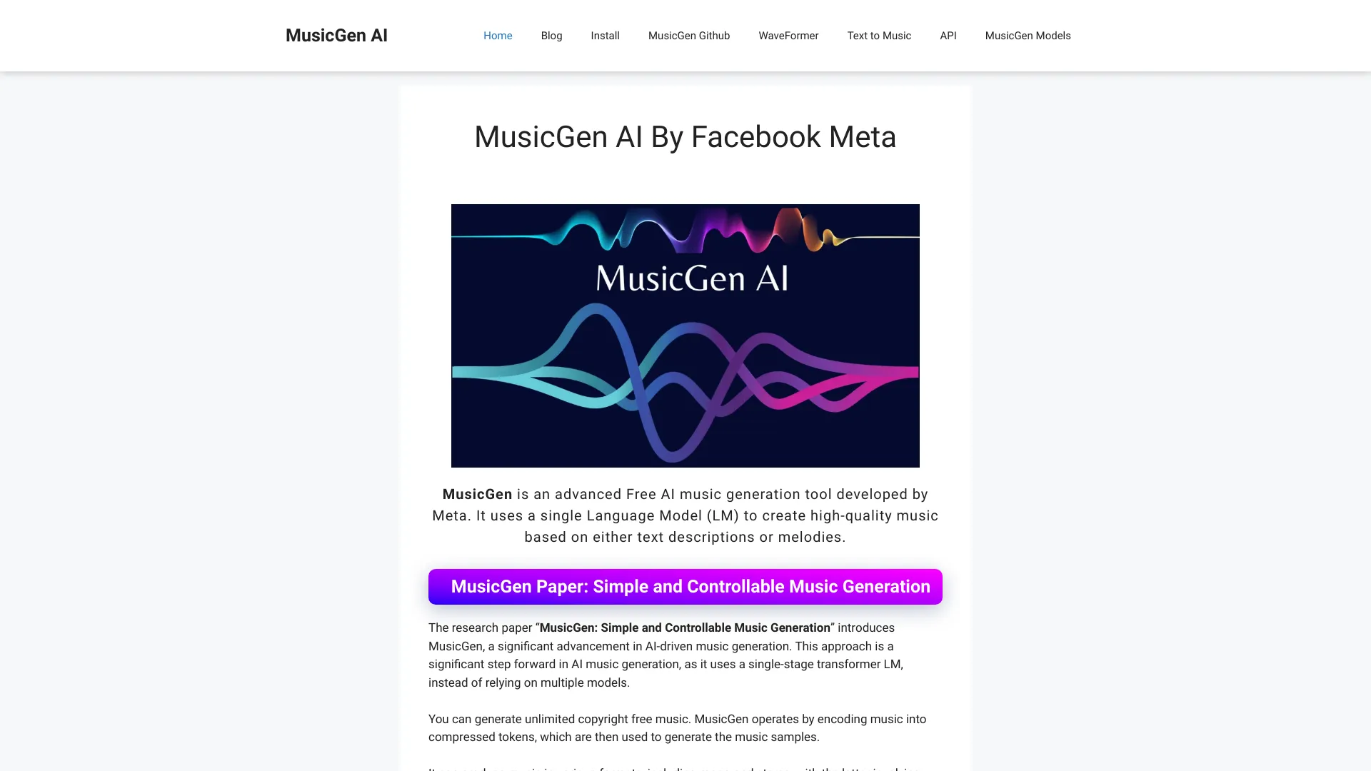 MusicGen AI网页截图,MusicGen AI网页快照