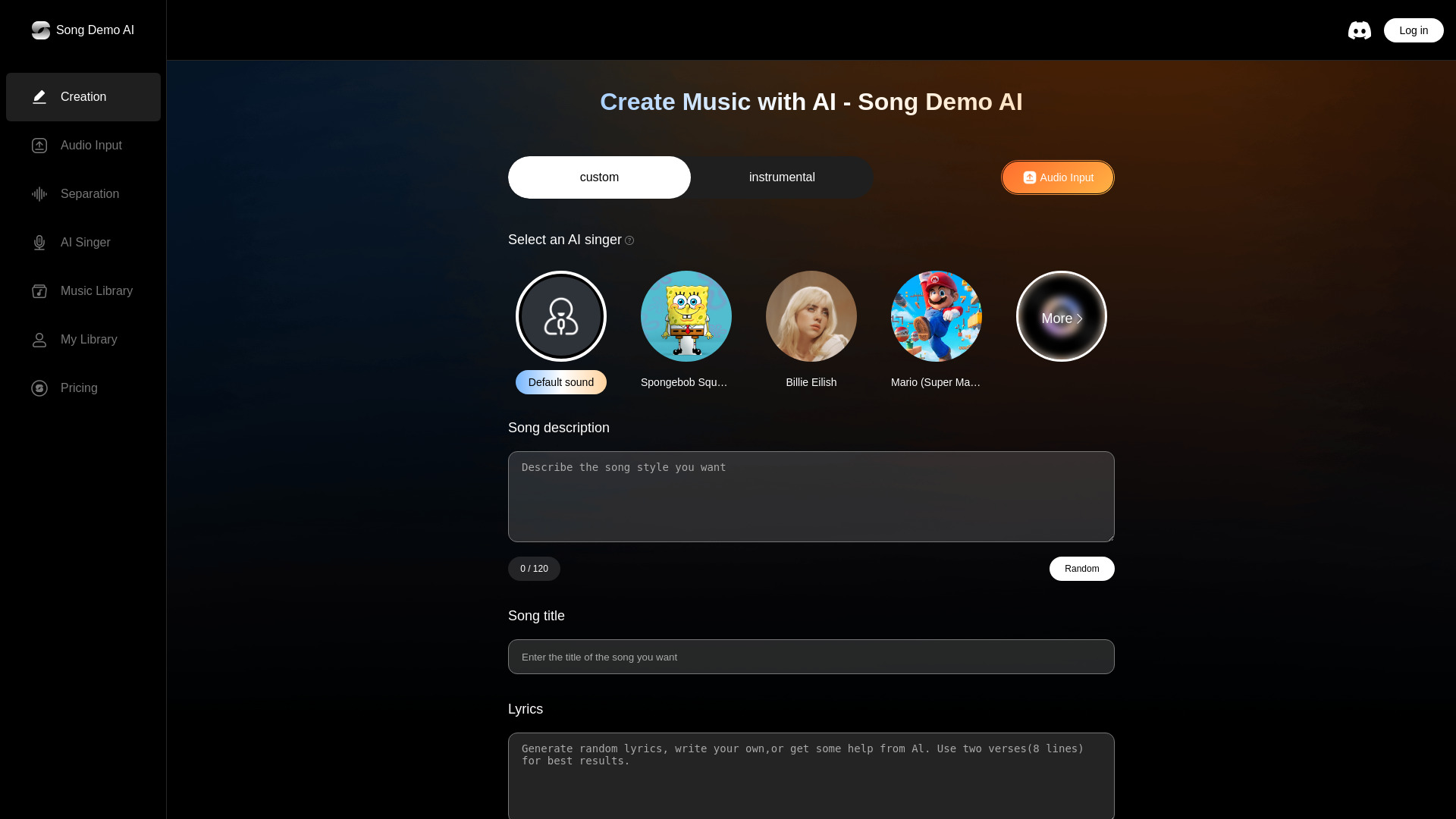 Song Demo AI网页截图,Song Demo AI网页快照