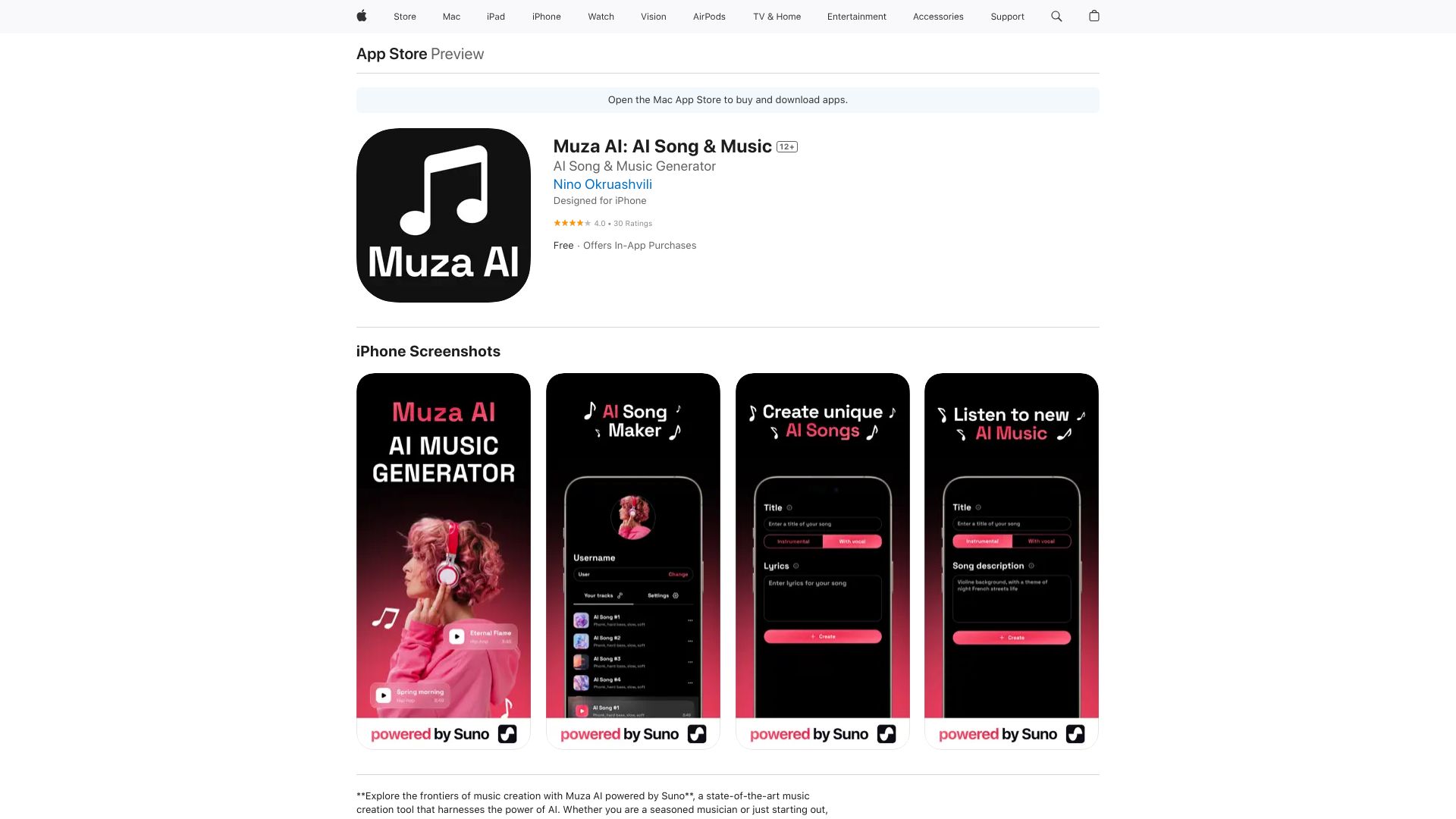 Muza AI: AI Song & Music网页截图,Muza AI: AI Song & Music网页快照
