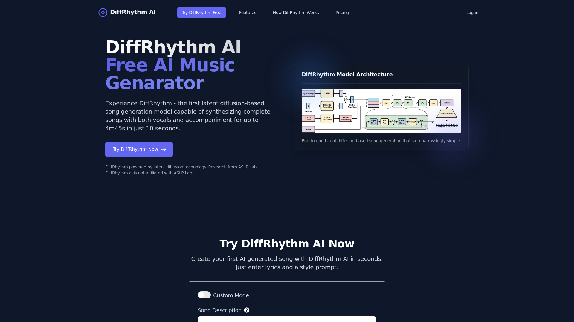 DiffRhythm AI网页截图,DiffRhythm AI网页快照