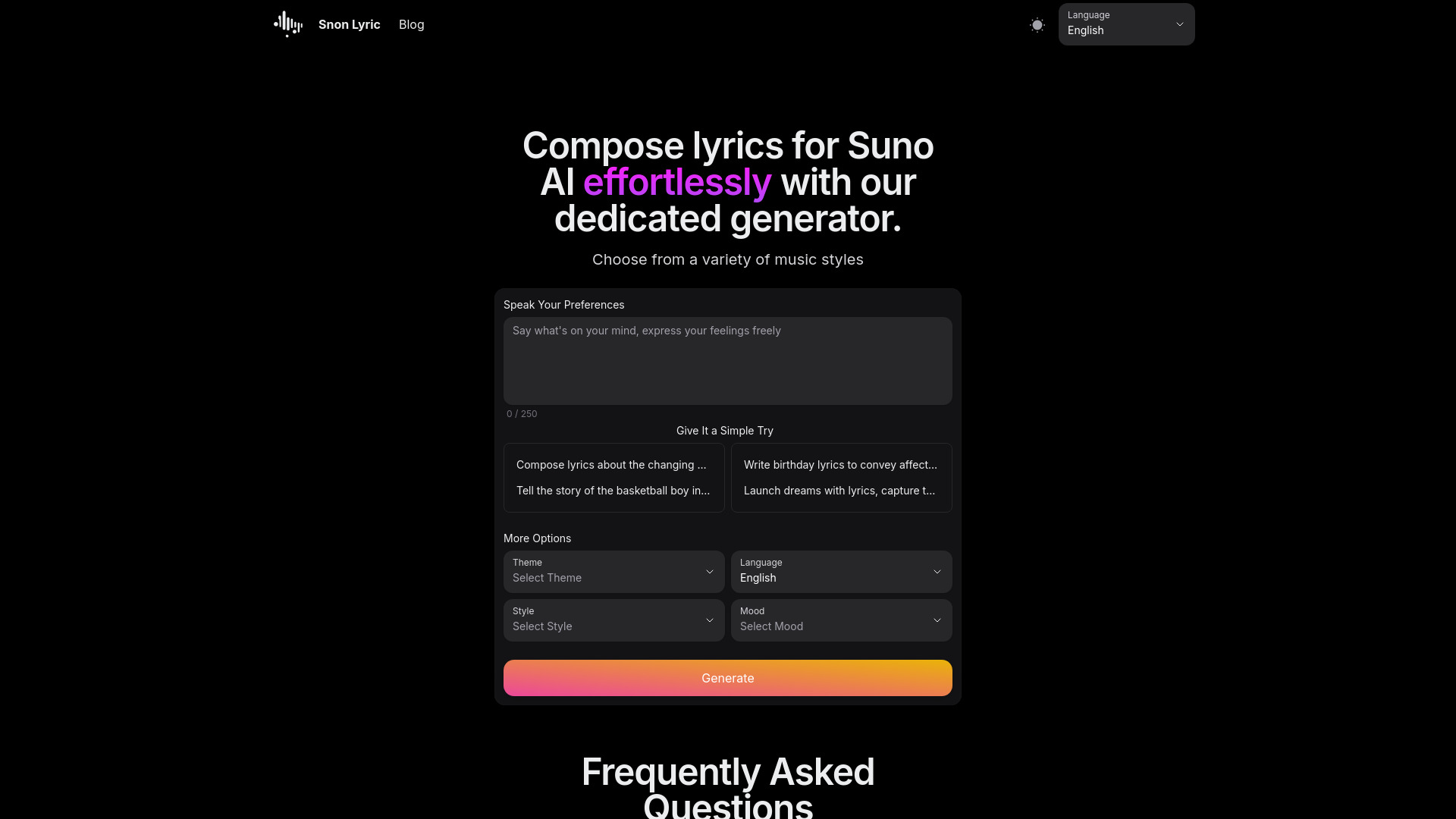 Snon Lyric网页截图,Snon Lyric网页快照