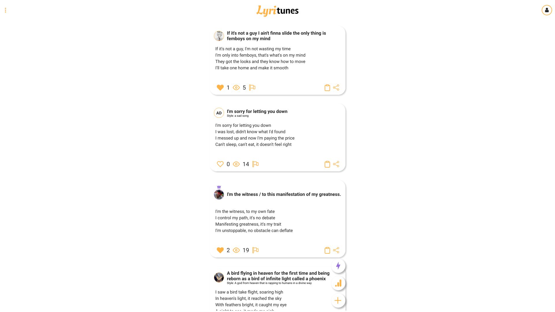 LyriTunes – AI Generated Lyrics网页截图,LyriTunes – AI Generated Lyrics网页快照