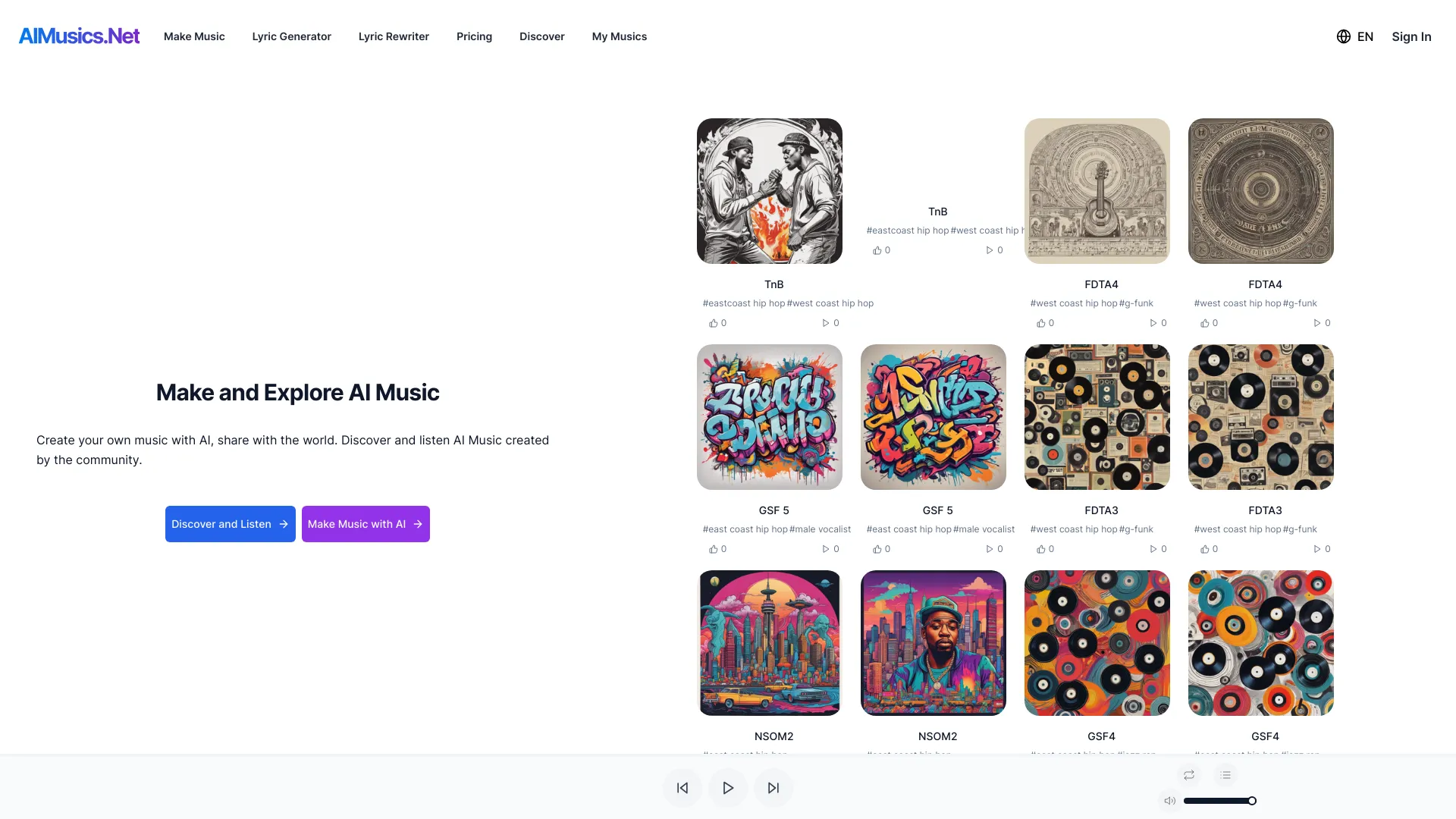 AIMusics.Net网页截图,AIMusics.Net网页快照