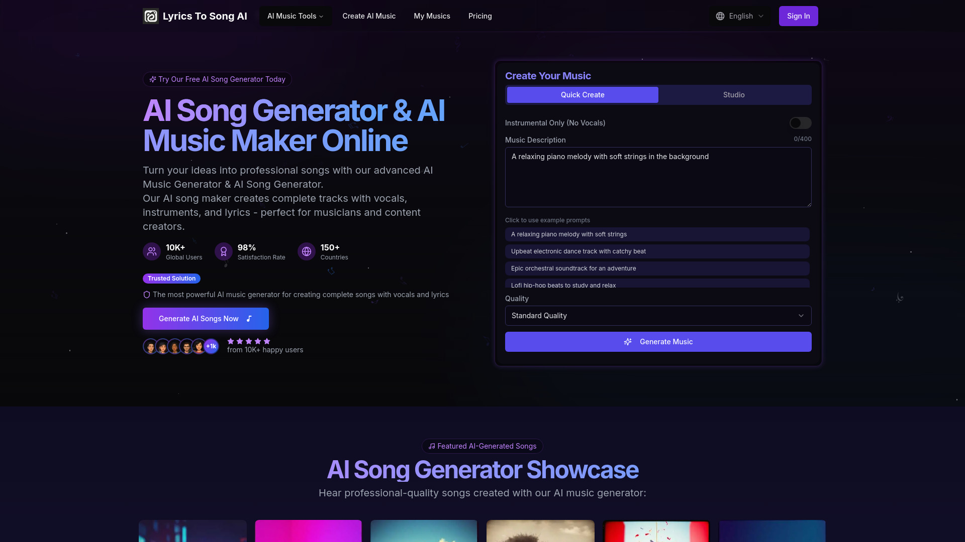 AI Music Maker网页截图,AI Music Maker网页快照