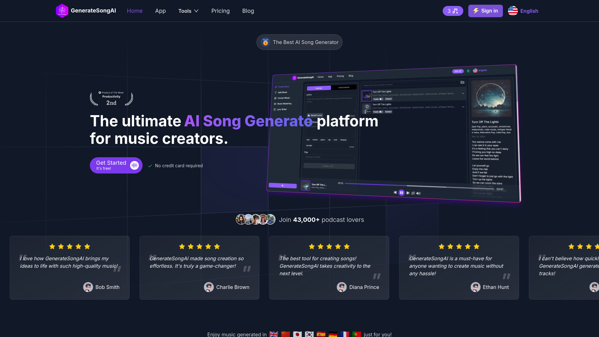 GenerateSong AI网页截图,GenerateSong AI网页快照