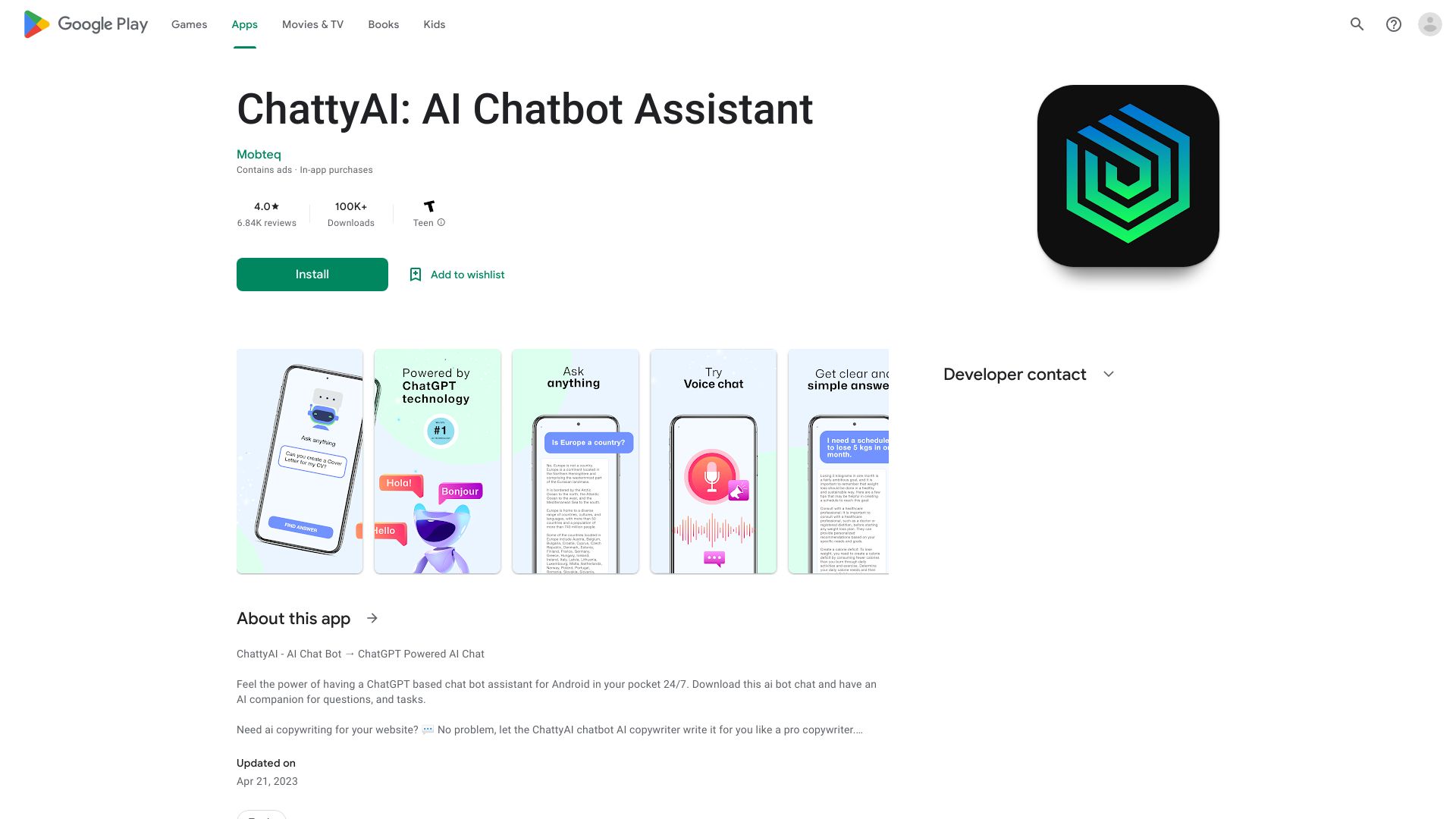 Chat GPT for android网页截图,Chat GPT for android网页快照