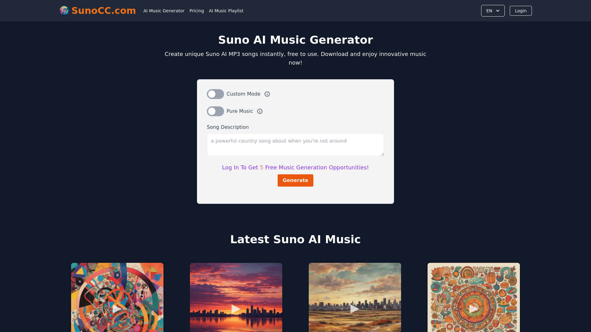 SunoCC AI网页截图,SunoCC AI网页快照