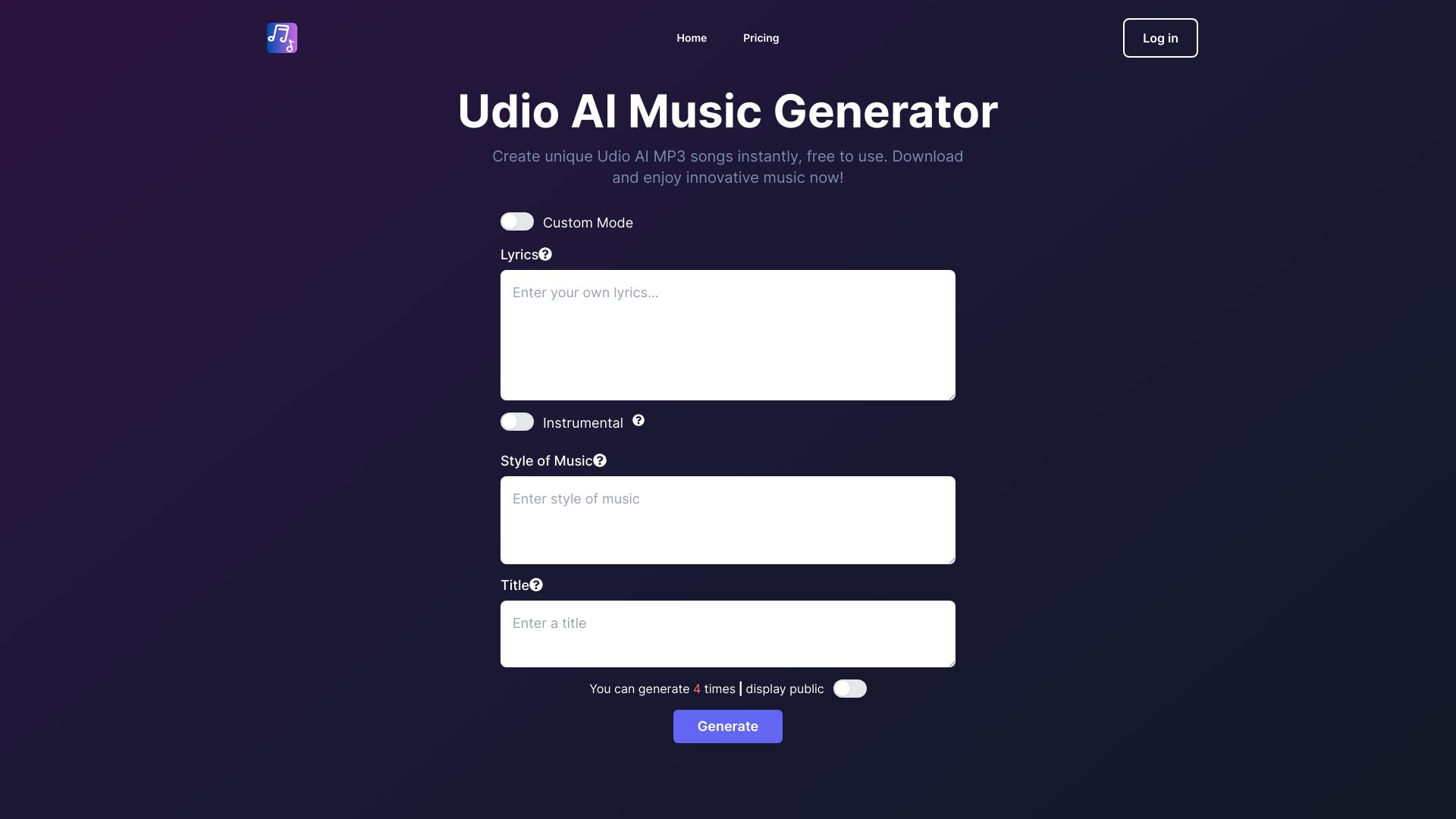 Udio AI网页截图,Udio AI网页快照