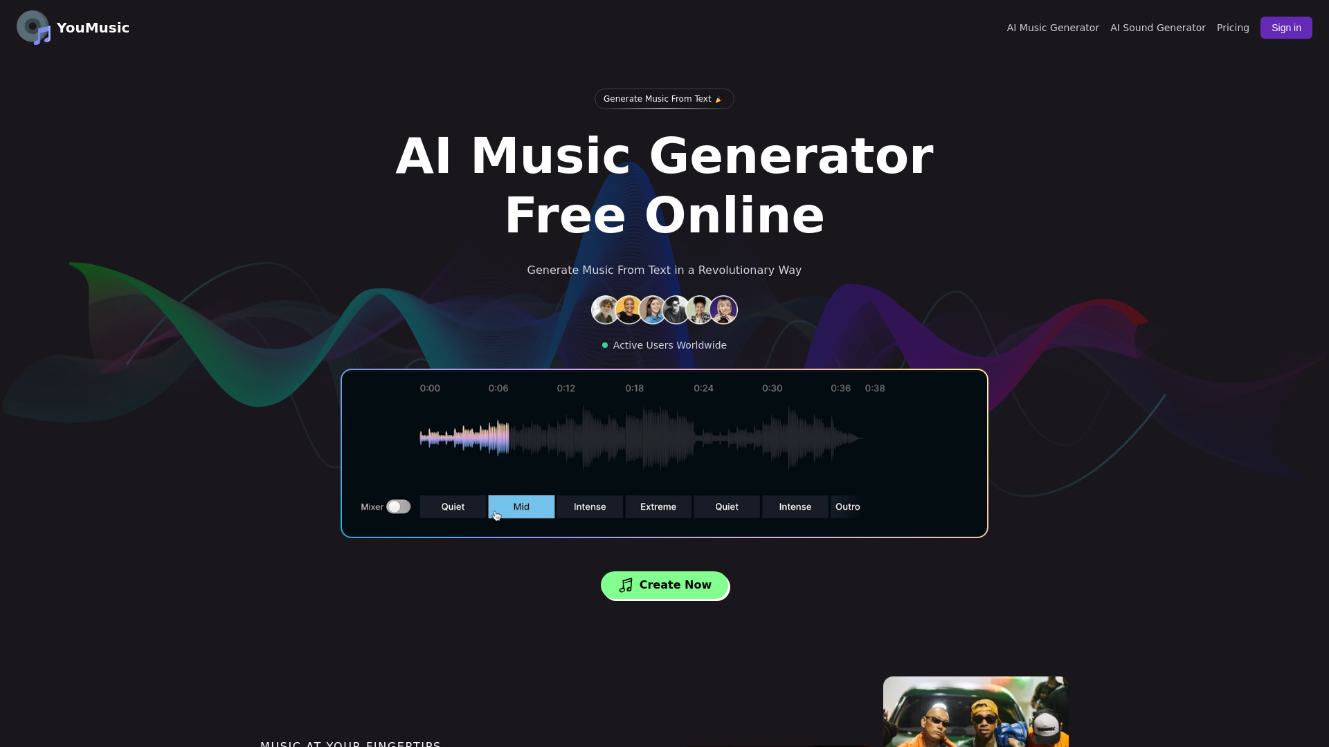 YouMusic.AI网页截图,YouMusic.AI网页快照