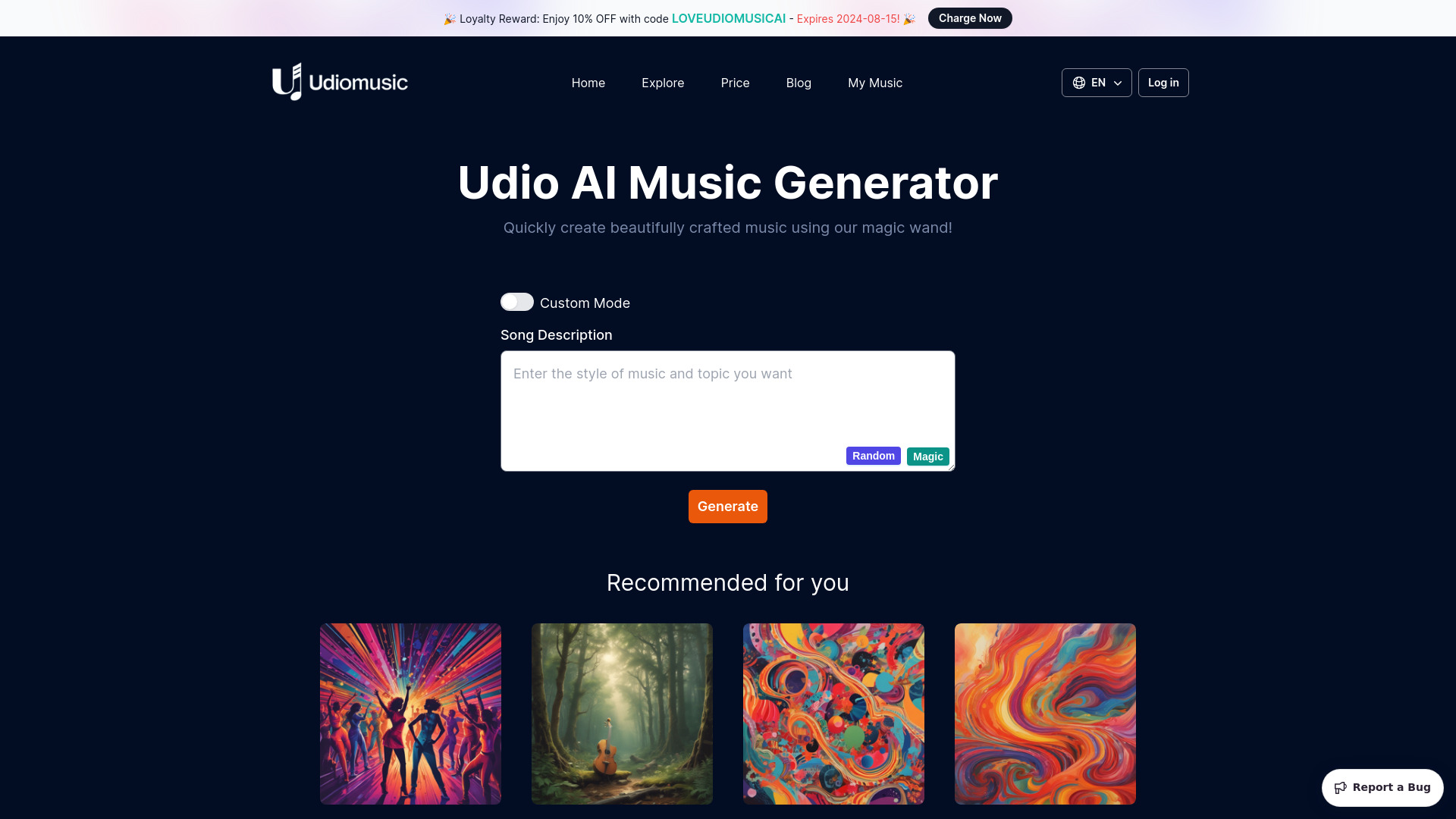 UdioMusic.Online AI网页截图,UdioMusic.Online AI网页快照
