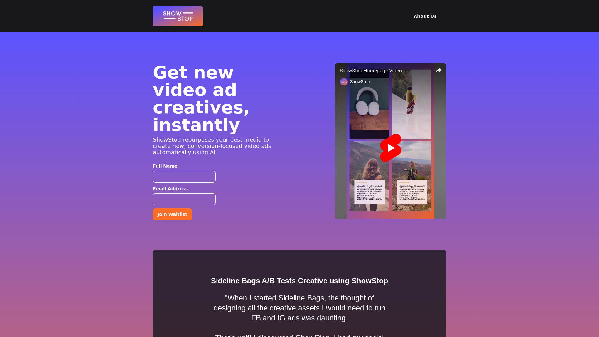 ShowStop网页截图,ShowStop网页快照