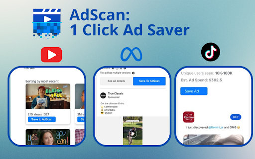 AdScan: Save Facebook, TikTok & YouTube Ads网页截图,AdScan: Save Facebook, TikTok & YouTube Ads网页快照