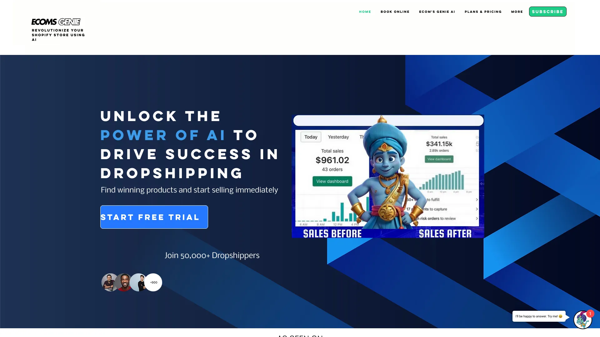 Ecoms Genie AI网页截图,Ecoms Genie AI网页快照