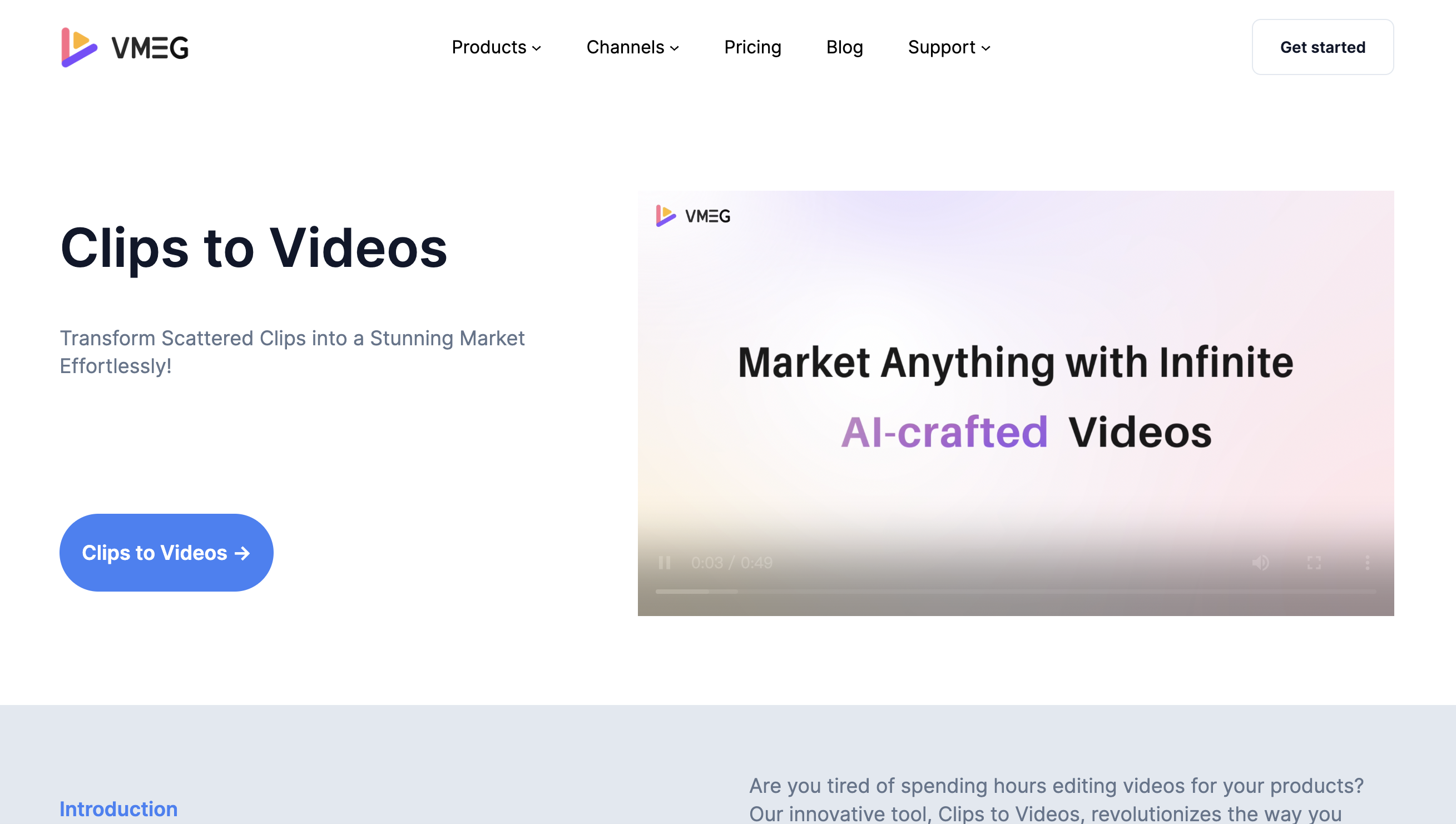 VMEG – Clips to Videos网页截图,VMEG – Clips to Videos网页快照