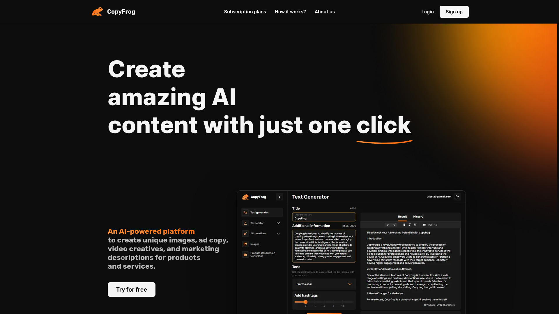 CopyFrog.AI网页截图,CopyFrog.AI网页快照