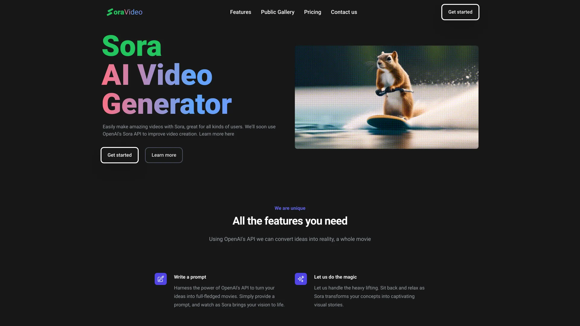 Sora Video AI网页截图,Sora Video AI网页快照