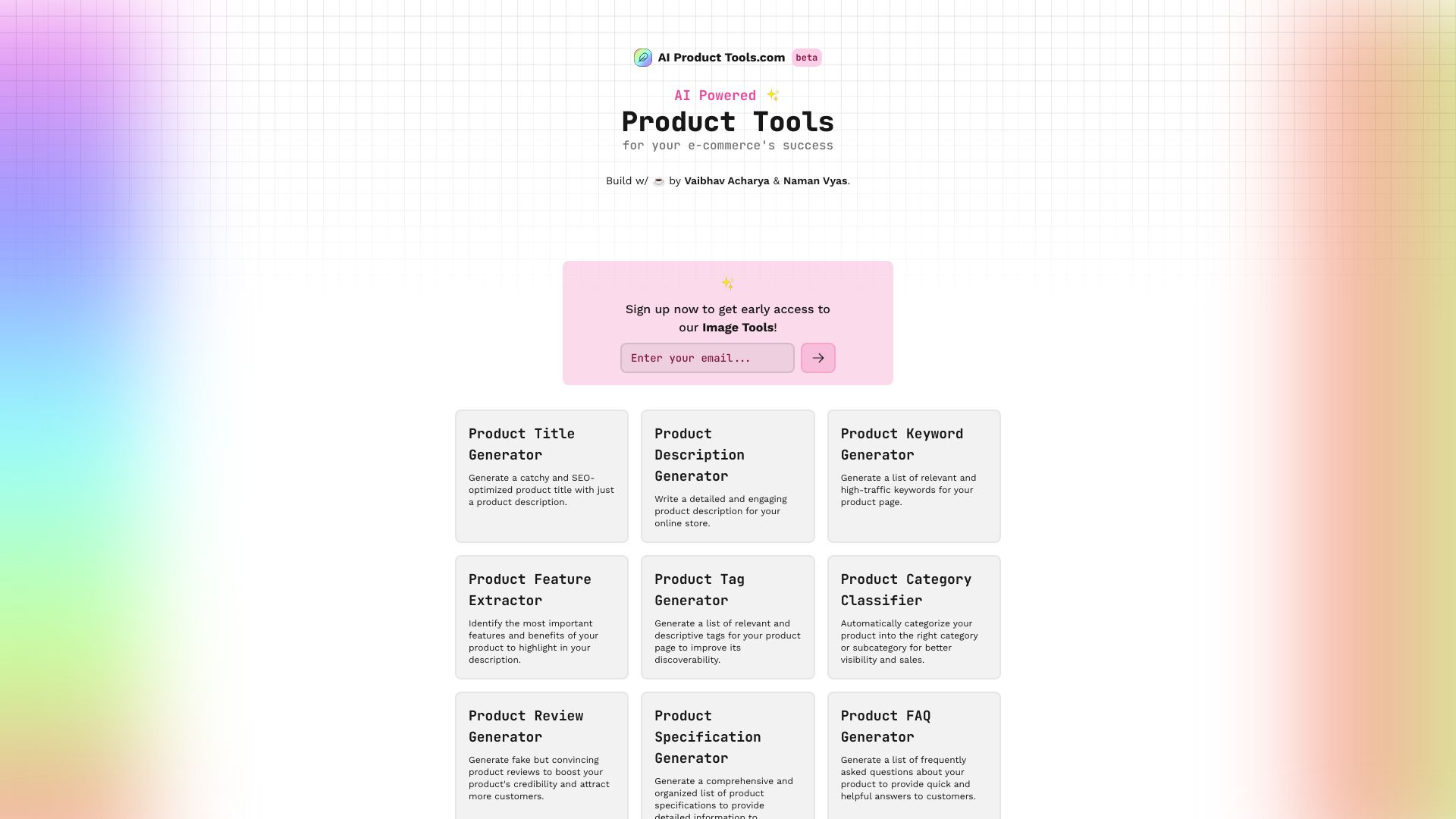 AI Product Tools网页截图,AI Product Tools网页快照