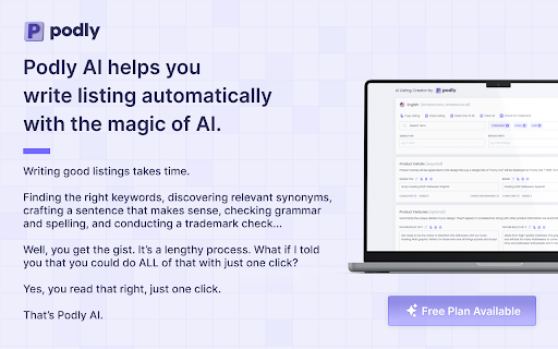 Podly – AI Toolset for Merch By Amazon网页截图,Podly – AI Toolset for Merch By Amazon网页快照