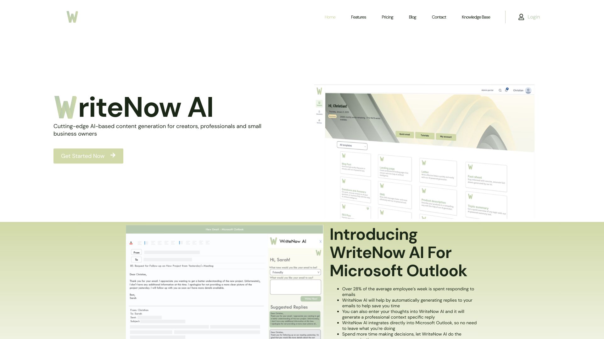 WriteNow AI网页截图,WriteNow AI网页快照