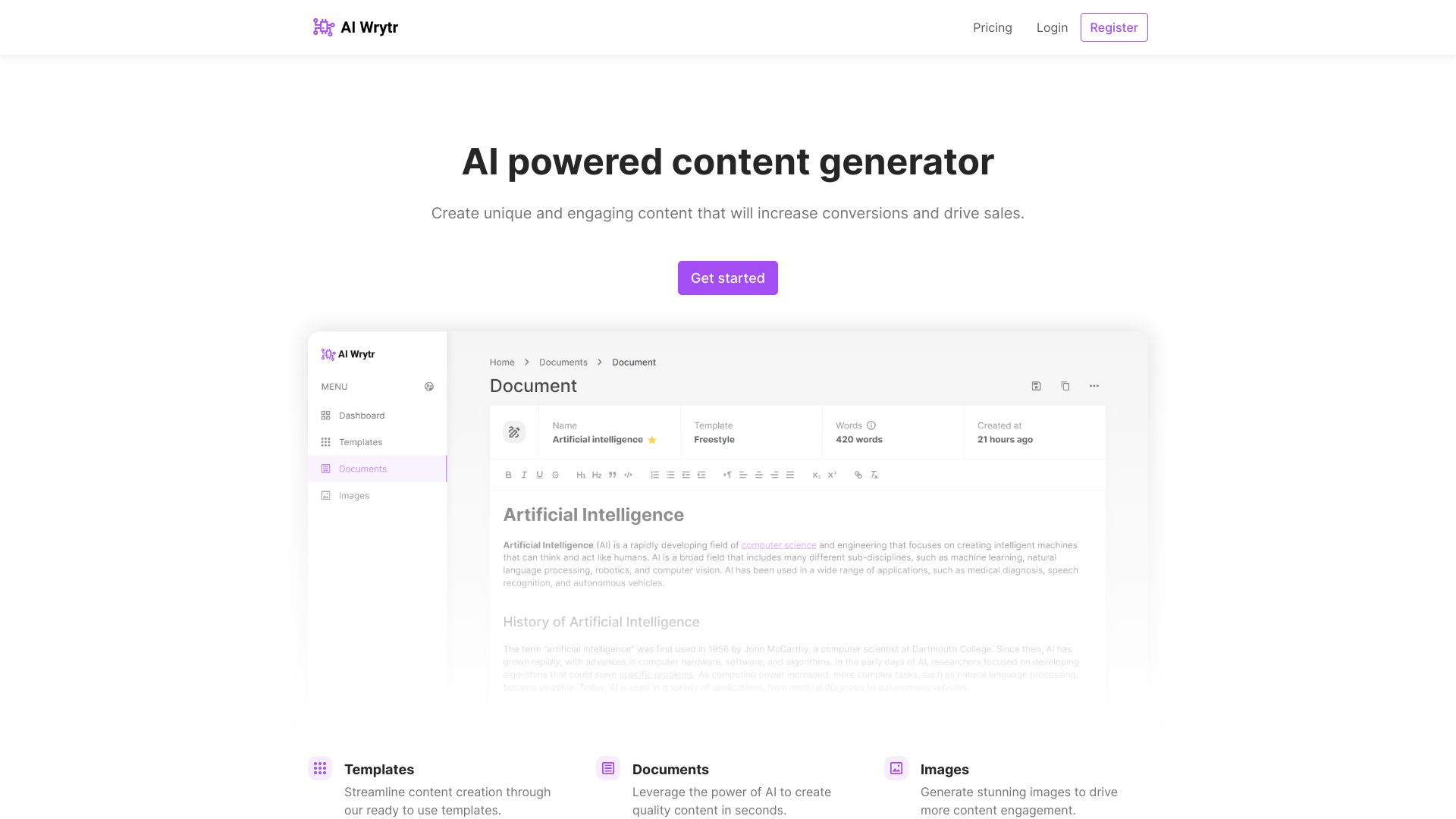 AI Wrytr网页截图,AI Wrytr网页快照