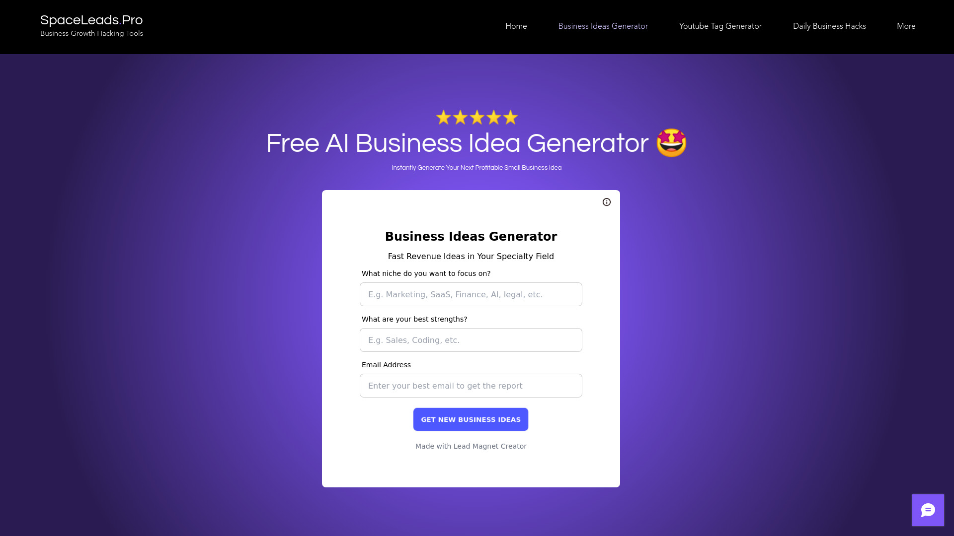 Free AI Business Idea Generator网页截图,Free AI Business Idea Generator网页快照