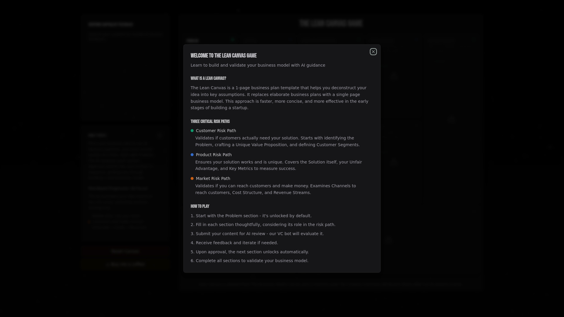Lean Canvas Game网页截图,Lean Canvas Game网页快照