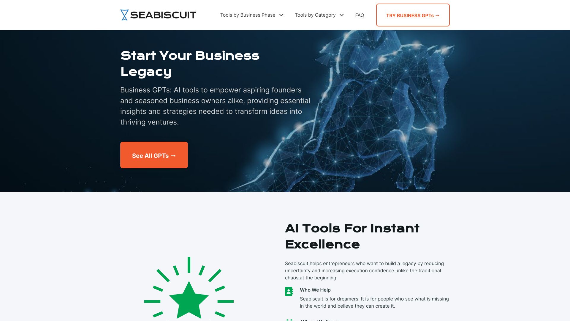 Seabiscuit Business GPTs – Start Your Business Legacy网页截图,Seabiscuit Business GPTs – Start Your Business Legacy网页快照