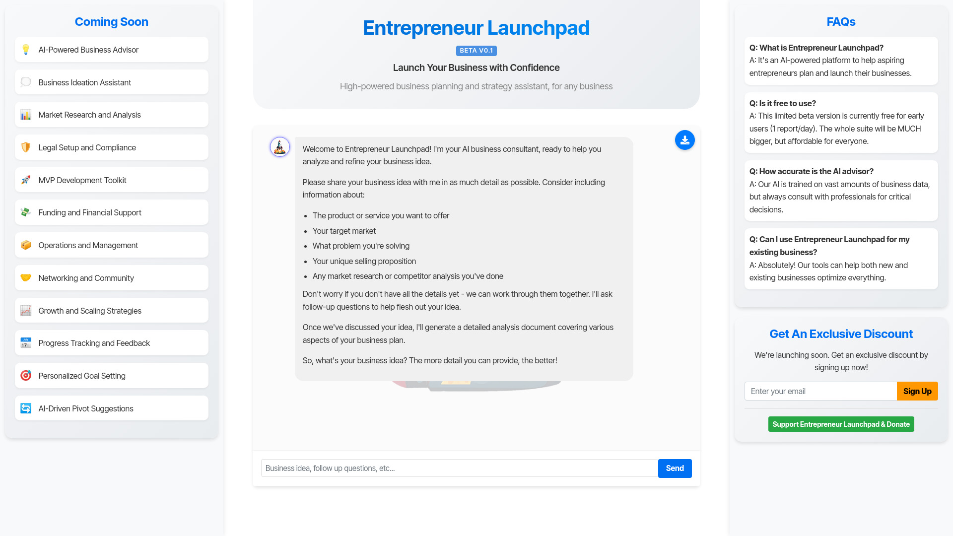 Entrepreneur Launchpad网页截图,Entrepreneur Launchpad网页快照