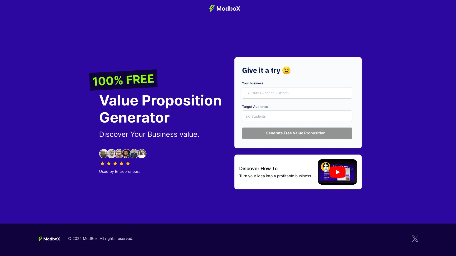 Modbox – Value Proposition Generator网页截图,Modbox – Value Proposition Generator网页快照