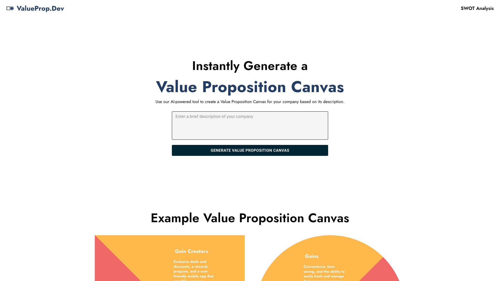 Value Proposition Canvas AI网页截图,Value Proposition Canvas AI网页快照